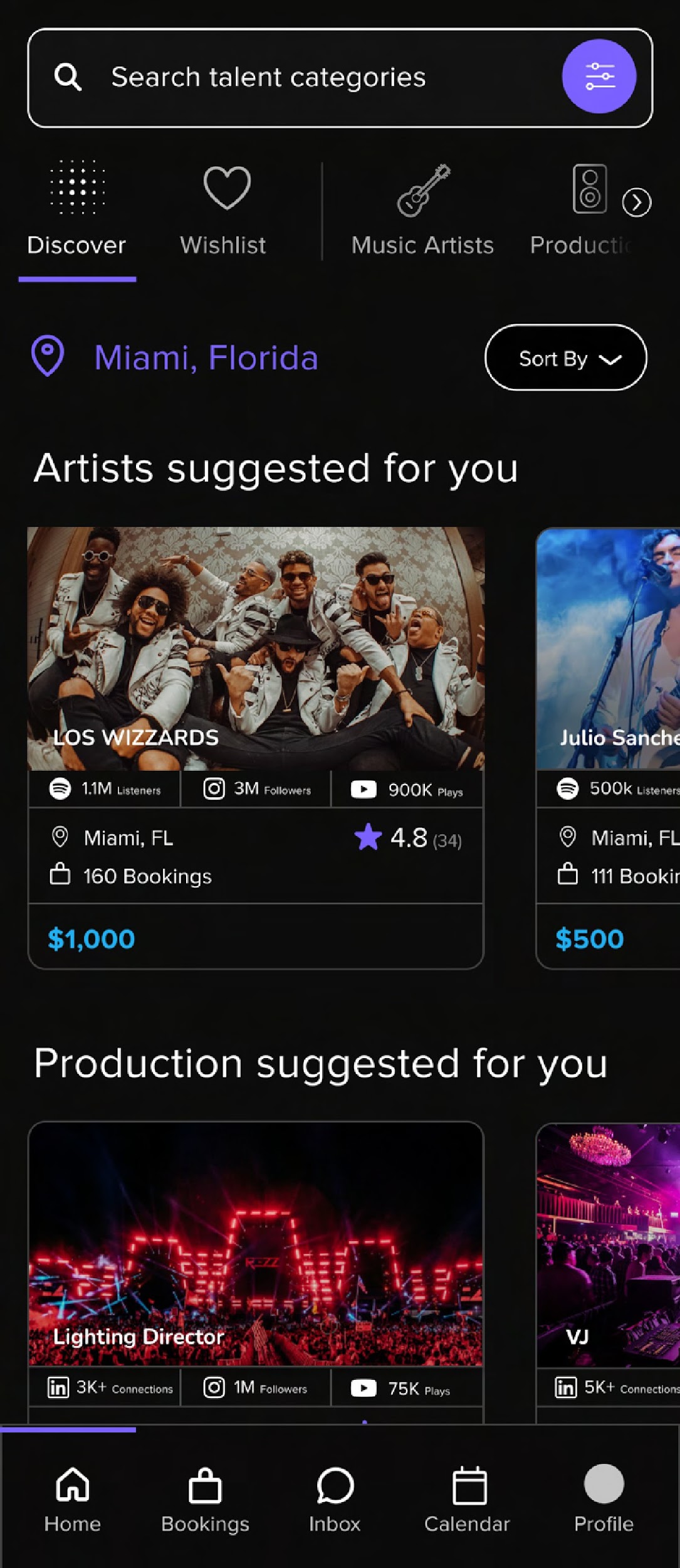 Discover talent in the LIVEGRID app